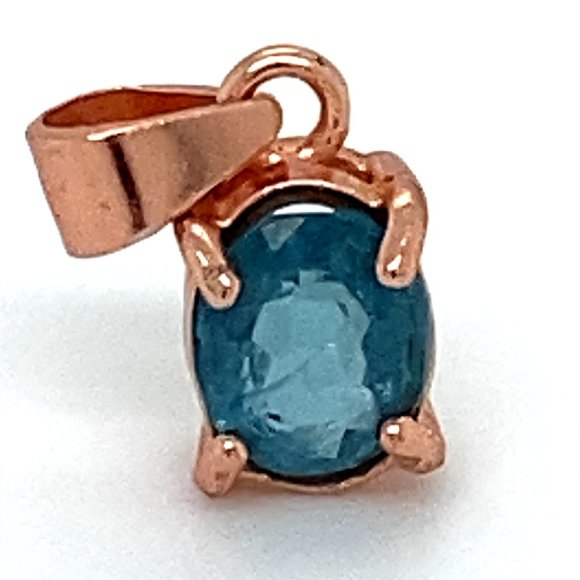 Blue Tourmaline .92ct Rose Gold Silver Pendant - Picture 6 of 6